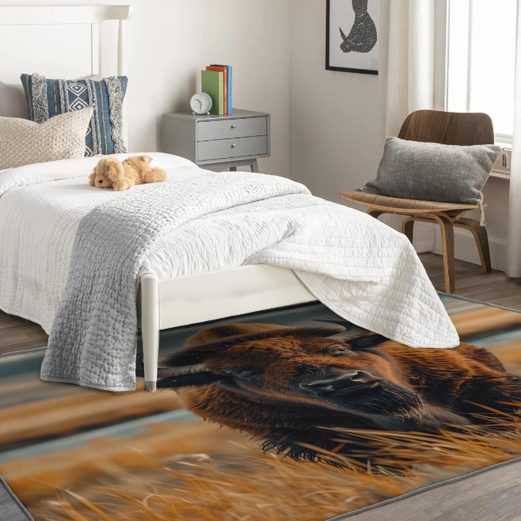 Amazon.com: Bison Rug 6x8 Area Rug, Buffalo Animal Rugs for