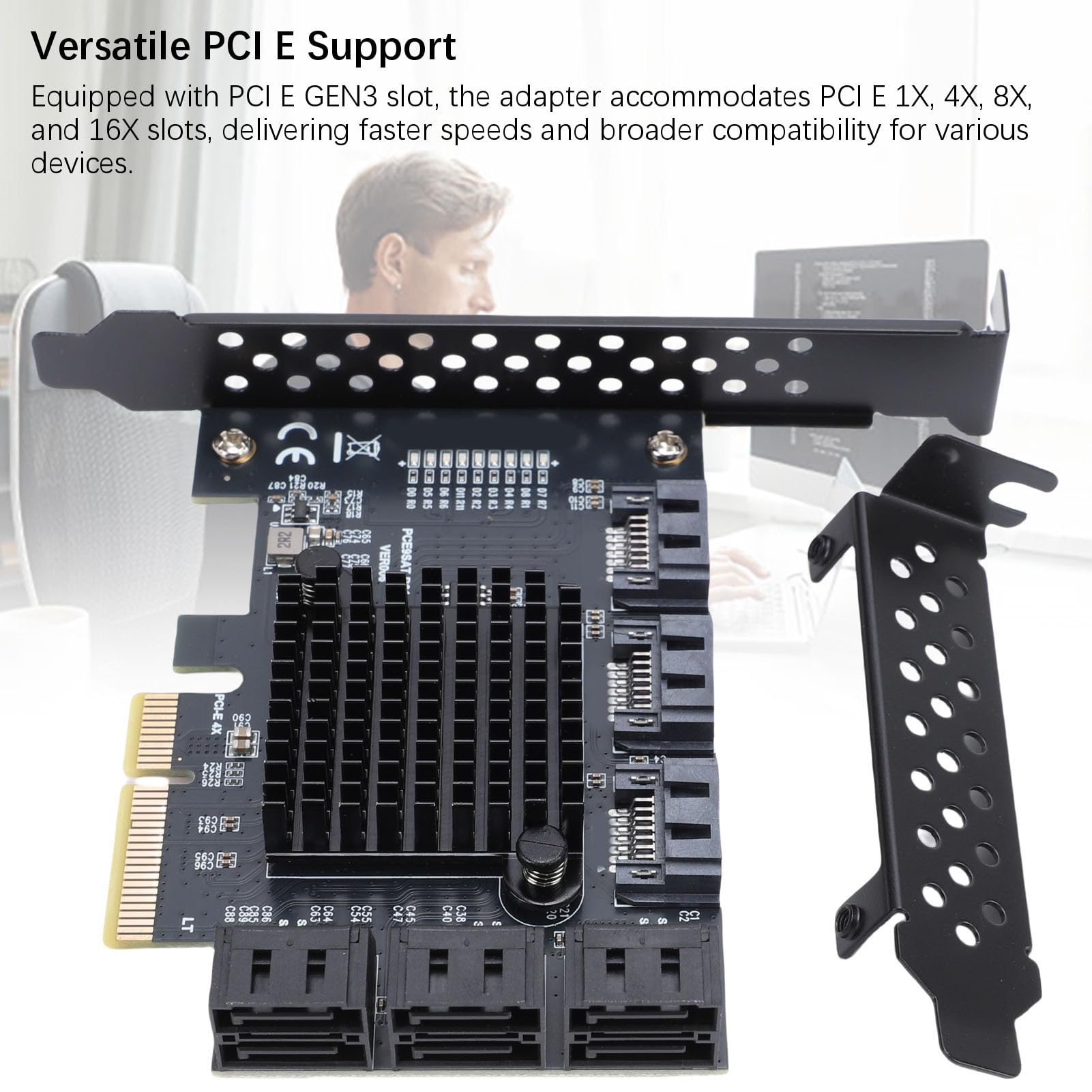 Goshyda 9-Port-PCIe-SATA-Erweiterungskarte, 6-Gbit/s-SATA-3.0-Controller mit Hot-Swap-Unterstützung, PCI-E X4/x8/x16-Steckplatzadapter für Wins Linux, Festplattenerweiterungskarte