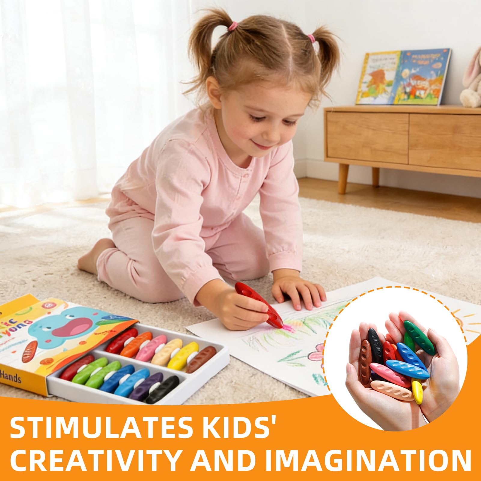 Tacitmeet Peanut Crayons, 12 Colors Toddler Crayons for 1-6 Year Old Non Toxic, Easy to Hold, Washable Chunky Crayon for Kids - Image 3