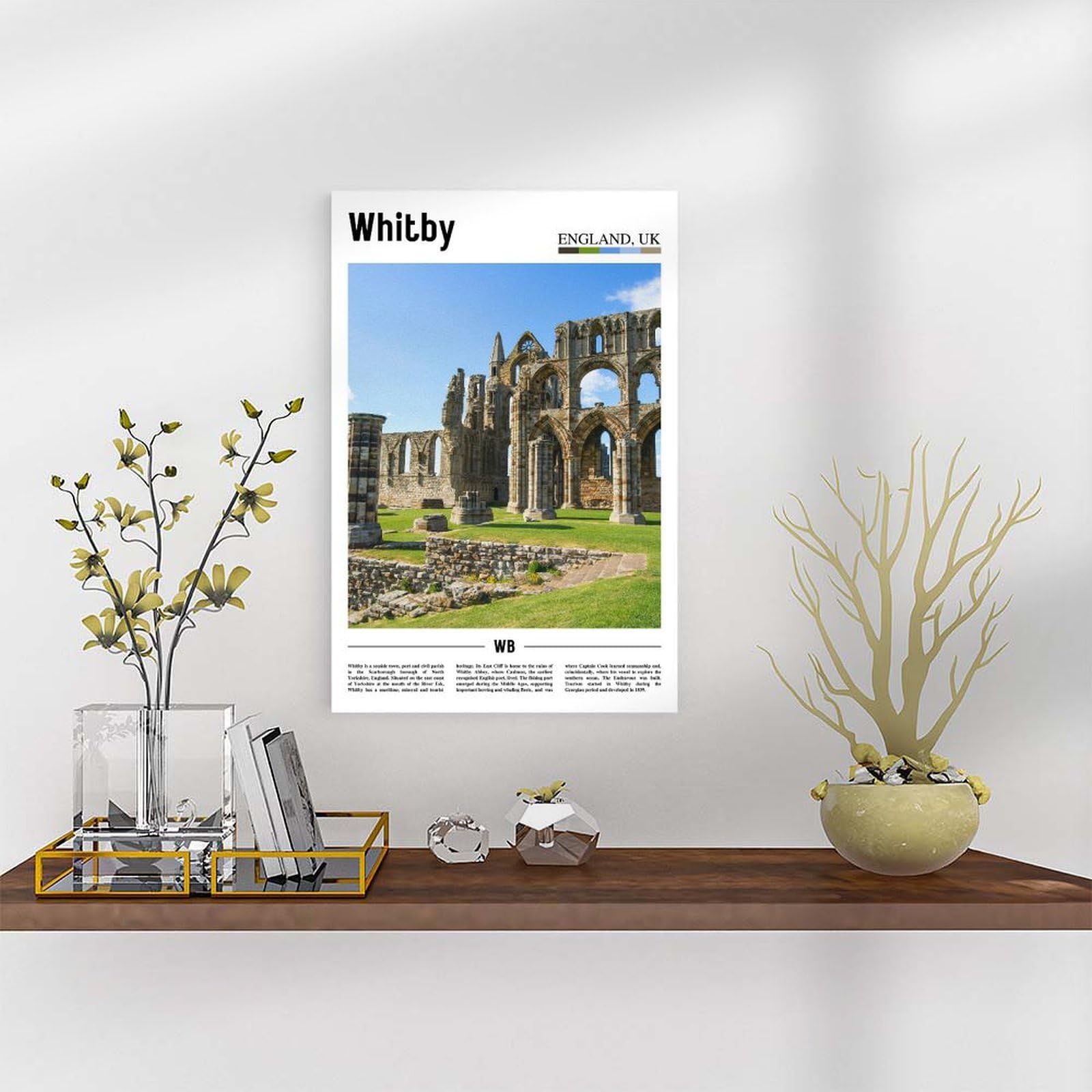 F I N U C B Whitby North Yorkshire Anglia Wielka Brytania płótno sztuka ścienna do salonu dekoracja ścienna nowoczesne wydruki miasta plakat grafika do domu biura bez ramki 60 x 90 cm