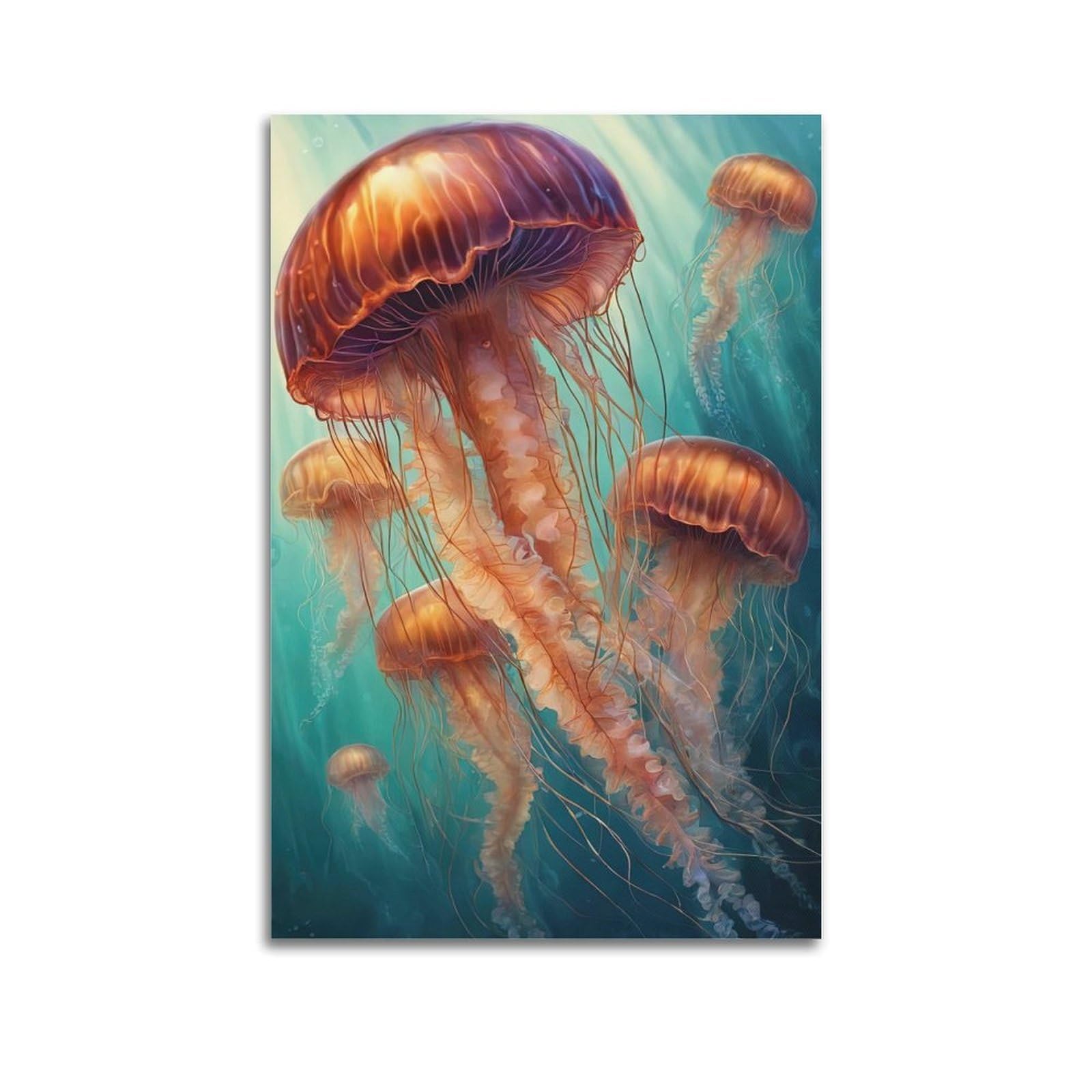 MJZLQN Marine Animal Poster A Group of Jellyfish Poster Decorative Painting Canvas Wall Posters And Art Picture Print Modern Family Bedroom Decor Posters 24x36inch(60x90cm)