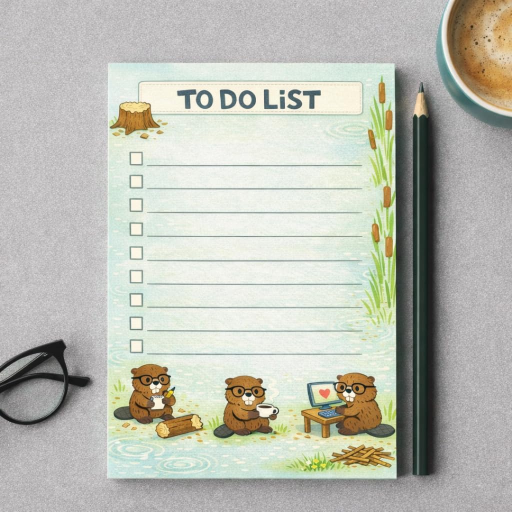 Beaver Sticky Notes Gifts,50 Sheets 4x6 Inch Woodland-Themed Notepad, Beaver Lover Gift Stationery Stuff Decor, Birthday Gifts for Men, Women, Office Coworker, Friend