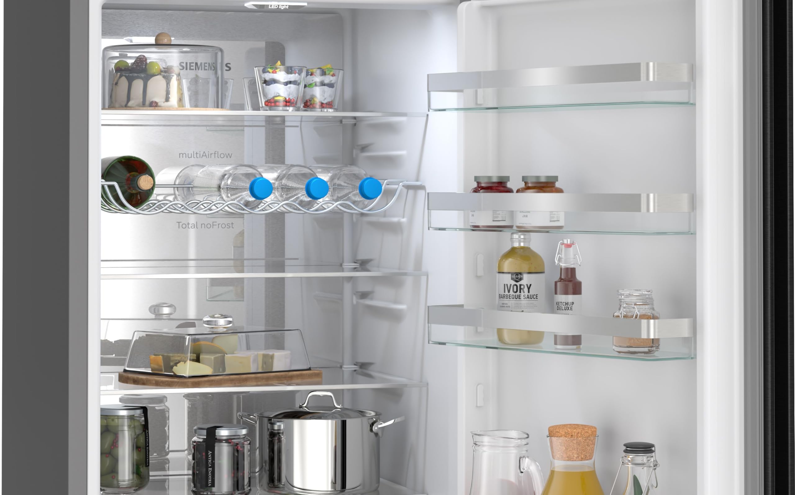 Siemens iQ300 Freistehende Kühl-Gefrier-Kombination 203x60, KG39NVXAG, 260 L Kühlen & 103 L Gefrieren, Total noFrost, Nahtlose Platzierung, hyperFresh 0°C, LED-Beleuchtung, antiFingerprint Schwarz