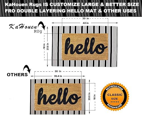 Miniatura 2 de KaHouen Alfombra de algodón a rayas blancas y negras (27.5 x 43 pulgadas), lavable a rayas al aire libre, alfombra reversible a rayas para entrada