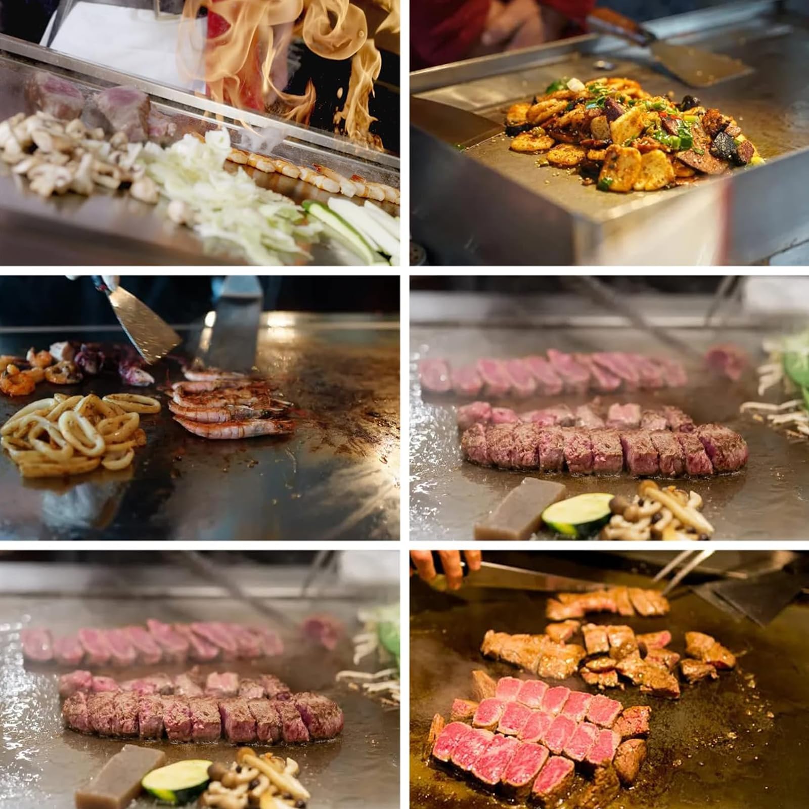 Plancha Eléctrica Profesional 73X40cm con Cepillos Y Palas Eléctrico para Cocina Parrilla Barbacoa Acero Inoxidable Temperatura 50-300 °C, 4400W, con Bandeja Recoge Grasa, Antisalpicaduras