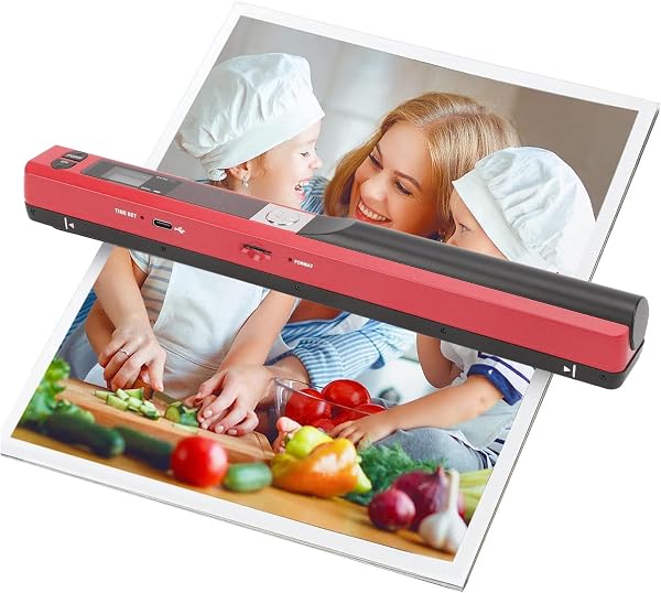 Bewinner Tragbarer A4-Handscanner, 900-DPI-USB-Dokument, Fotoscanner mit Offline-Modus, Handheld-Bildscanner für Zuhause und Büro (Rot) - 1