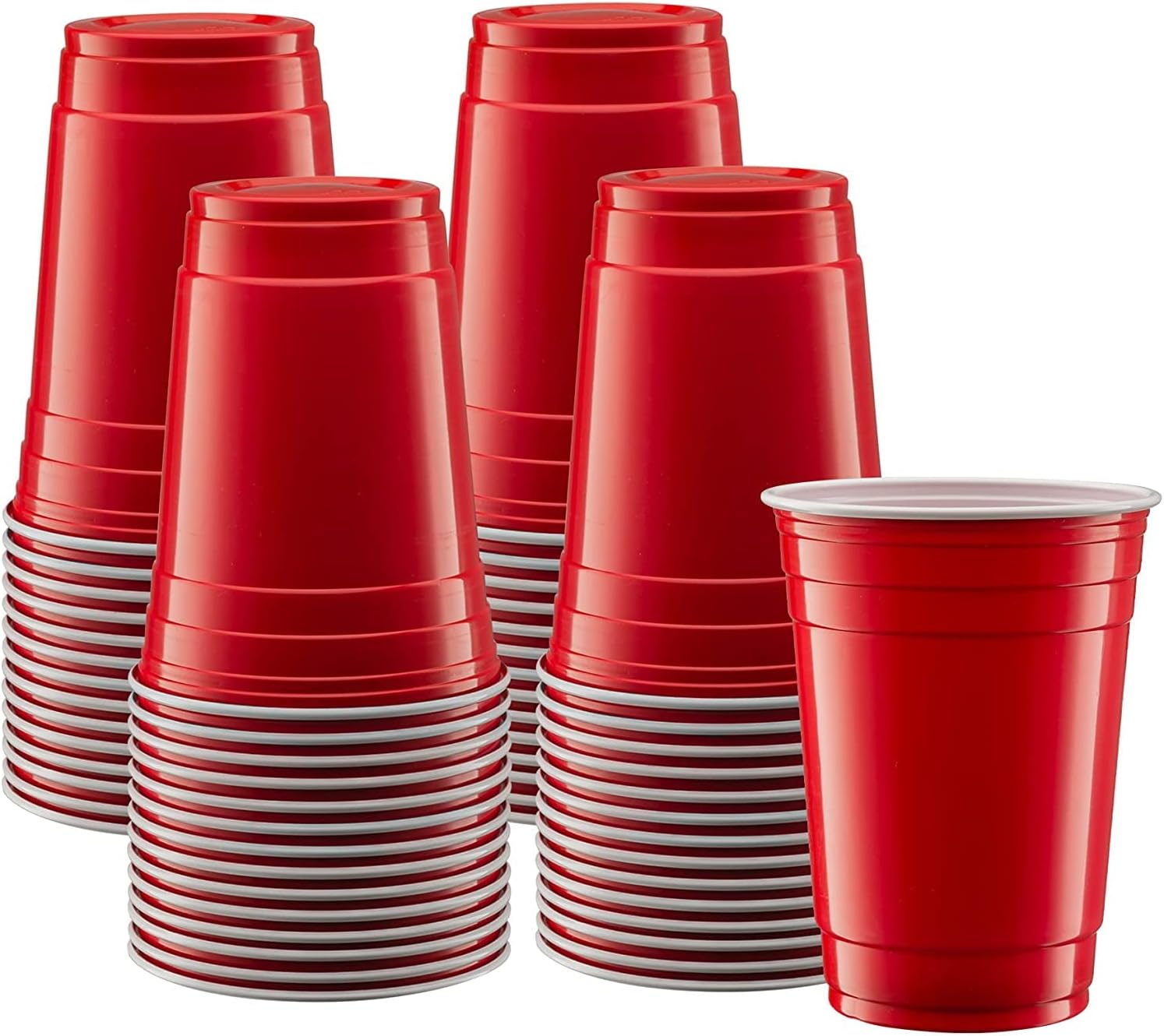 Red Disposable Cups Party Plastic Cups [50 Cups ] 12 oz .Red Drinking