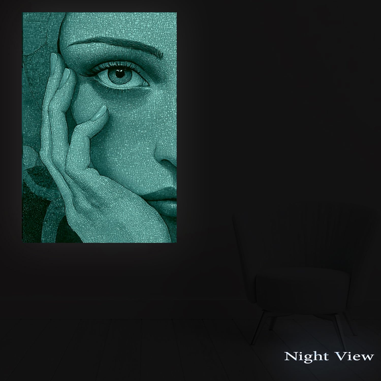 Startonight Cuadro en Lienzo Luminoso - Mujer Estilo Puntillismo, Cuadros Modernos Abstractos para Salon, Impresiones Enmarcadas 80x120 cm, Grande Decoración Pared, Idea de Regalo Elegante