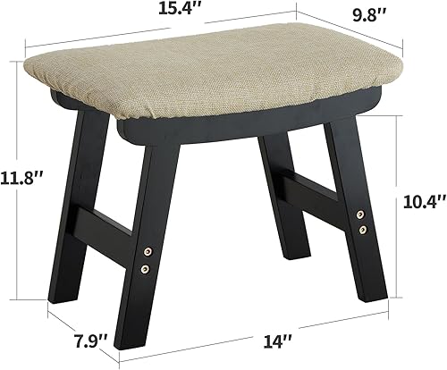 Miniatura 3 de Foot Stool Ottoman Foot Rest Under Desk,Small Stool for Living Room, Bedroom and Kitchen (Black Legs - Beige Stool Surface) Black Legs - Superficie