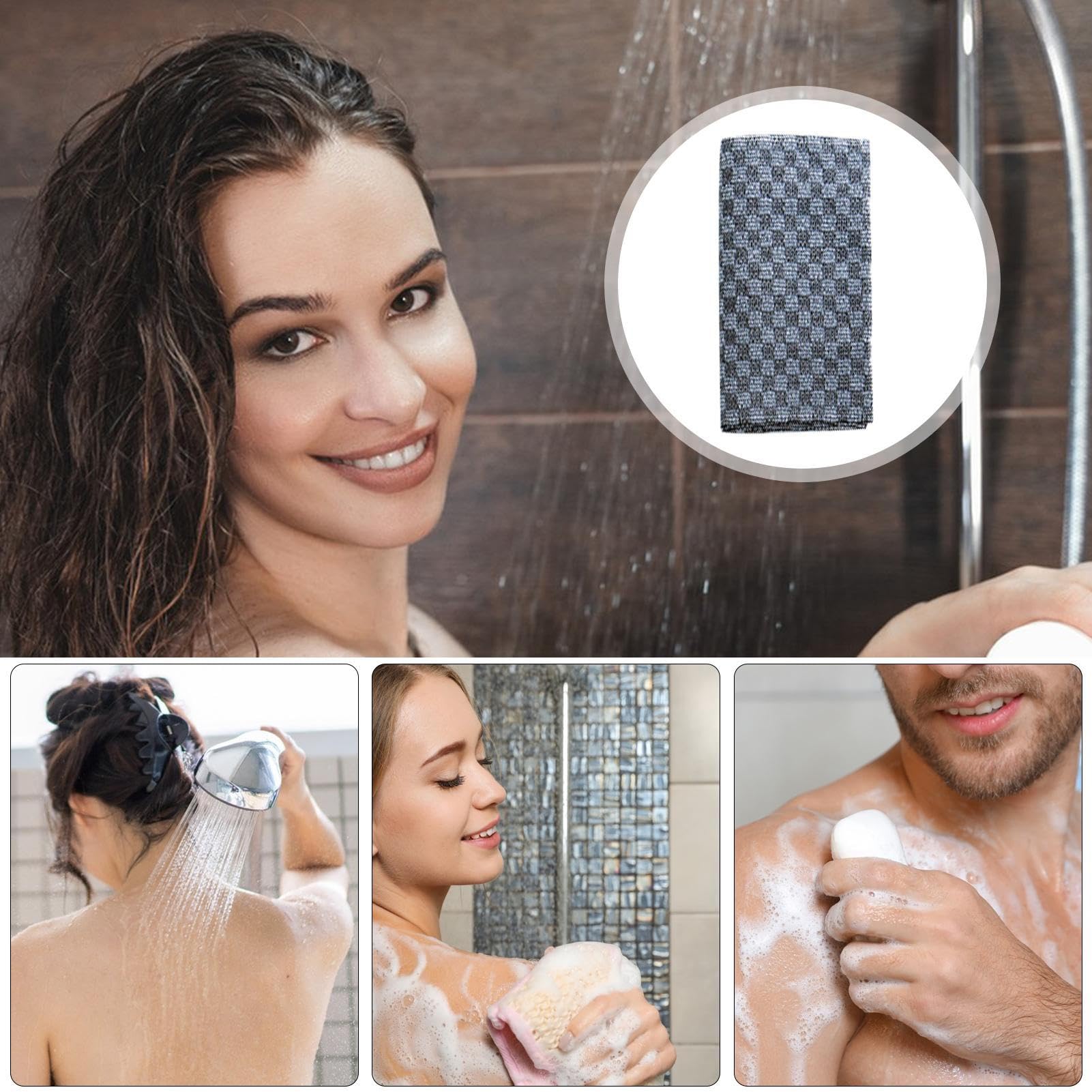 Pañas de baño para el gel de baño - toalla exfoliante para ducha, depurador de espalda extra larga | Toallitas de ducha, toalla para el cuerpo de limpieza de la piel, tela de baño que exfolía e