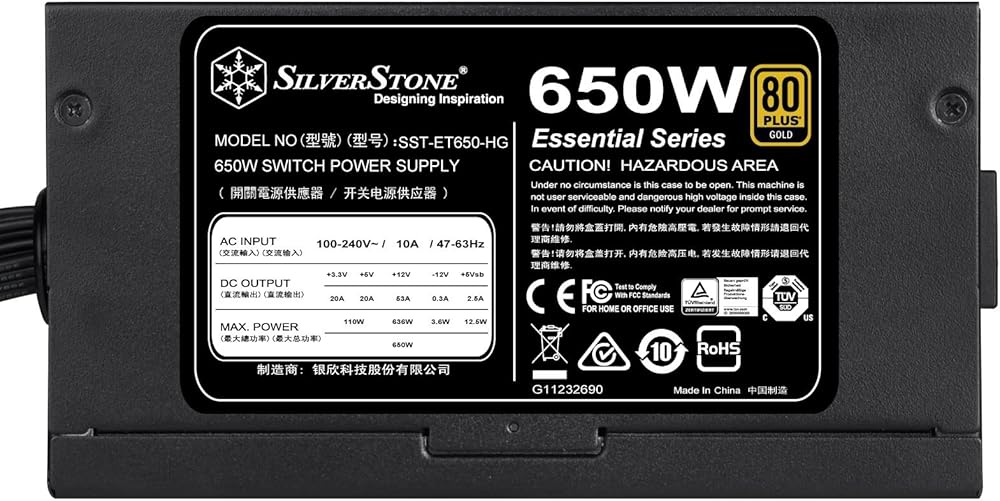 SilverStone Technology 650 Watt Semi-Modular 80 Plus Gold Computer Power Supply thumbnail 2