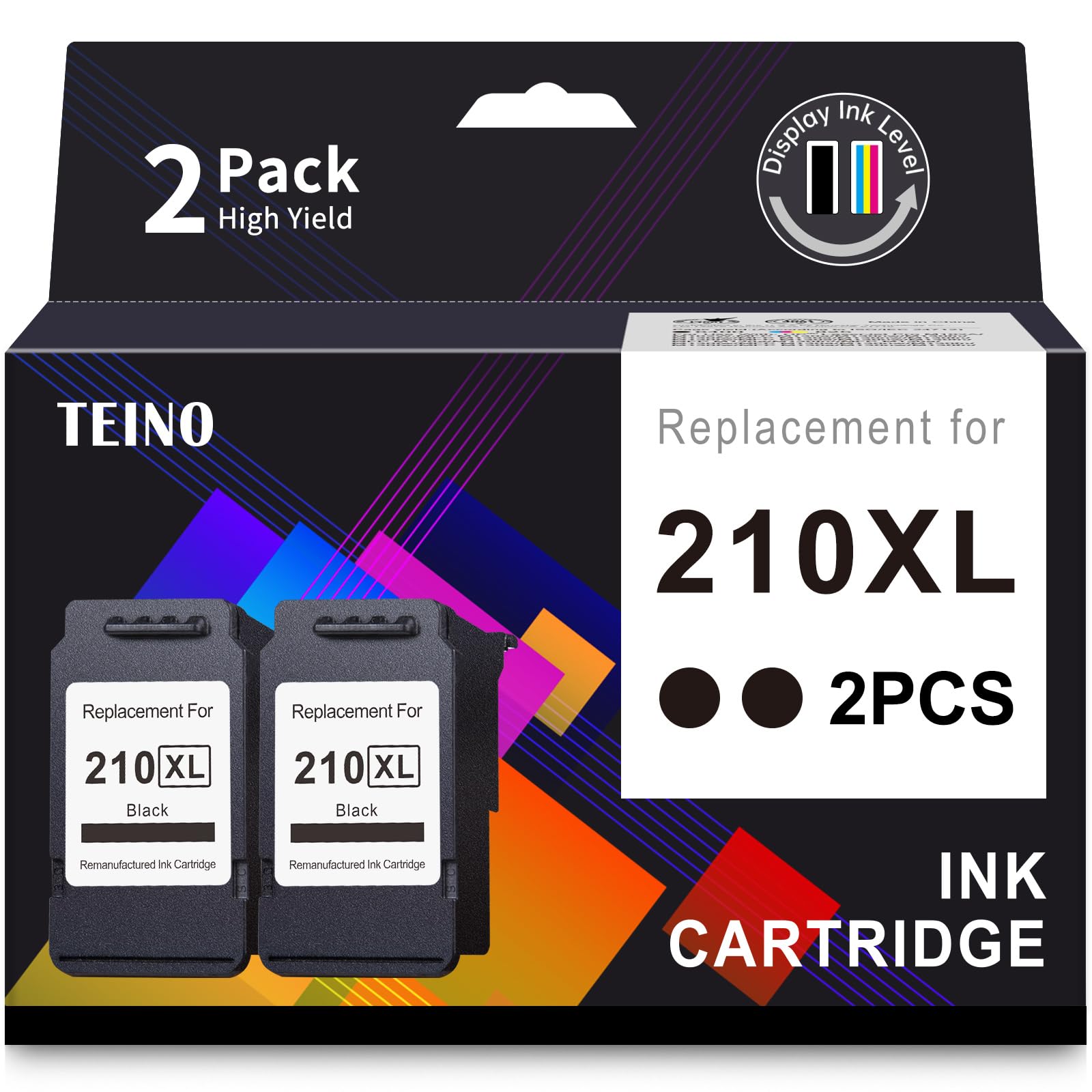 TEINO 210XL 210 Black Remanufactured Ink Cartridge Replacement for Canon 210XL PG-210XL 210 use with Canon PIXMA MP495 MP240 MP280 MP480 MP490 MP499