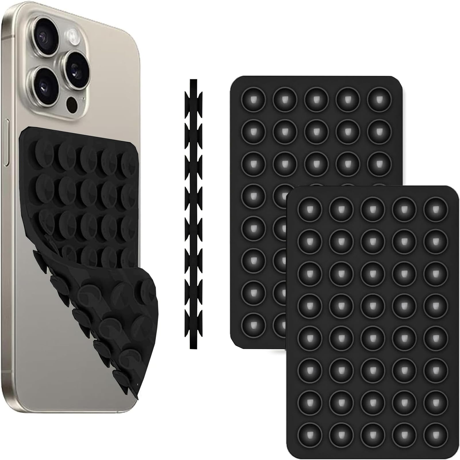 2 Pcs Silicone Suction Phone Case Mount, Suction Cup Phone Mount Non Slip Sticky Phone Grip for iPhone and Android Phone Accessories Hands-Free Strong Grip Holder for Selfies and Videos