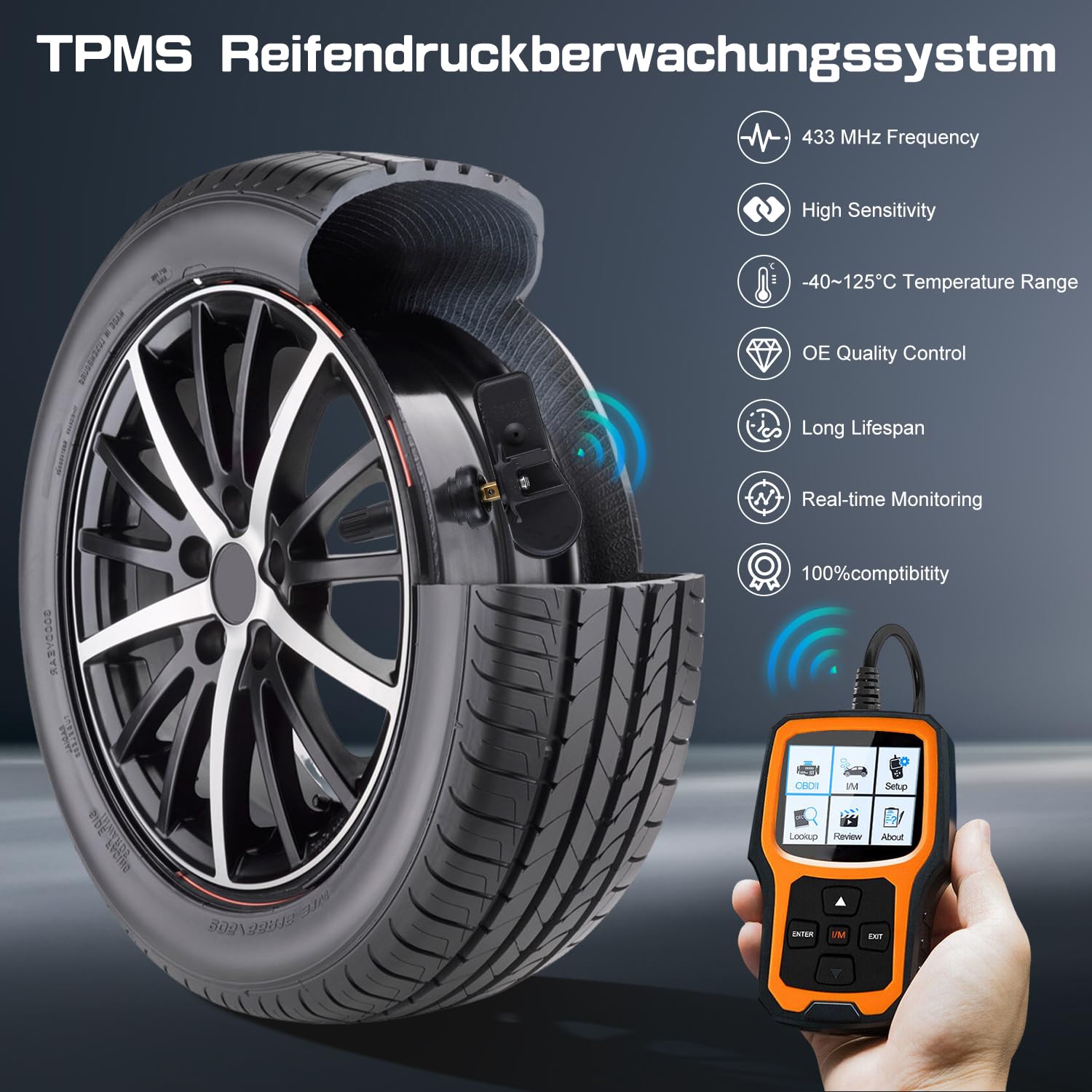 LICHENGTAI 4 sztuki 52933C8000 TPMS czujnik ciśnienia w oponach kompatybilny z Hyundai i20 iX35 Santa Fé Sonata VII Tucson RDKS system kontroli ciśnienia w oponach TPM226, TXS152, 52933C100, 4 sztuki