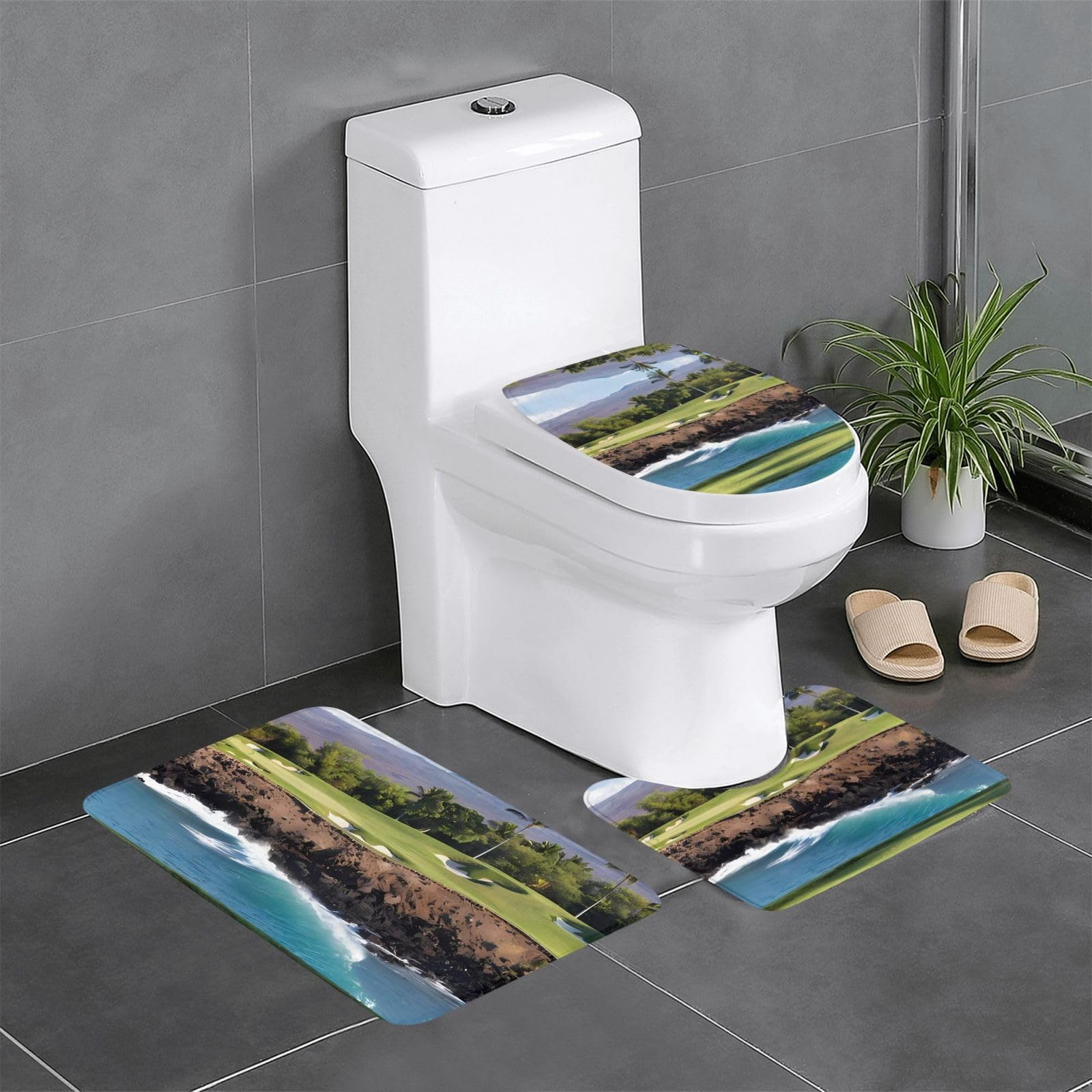 Alfombras de baño Hawaii Beach de poliéster bien elaboradas con tacto mullido y suave