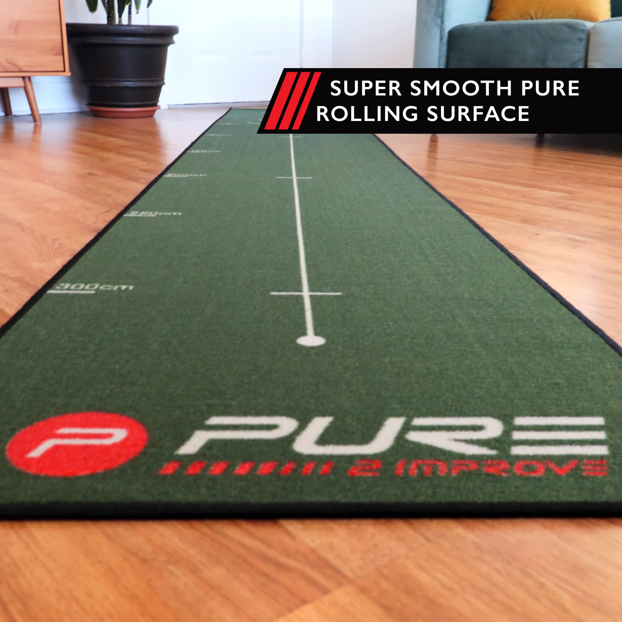 Pure2Improve Puttingmatte Tapis de Putting de Golf Unisexe, Vert, 66x400cm