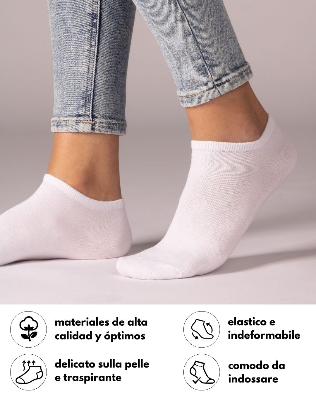 sockenkauf24 10 | 20 | 30 Pares Calcetines Cortos Hombre Mujer Calcetines Tobillero Negro Blanco Gris Algodón