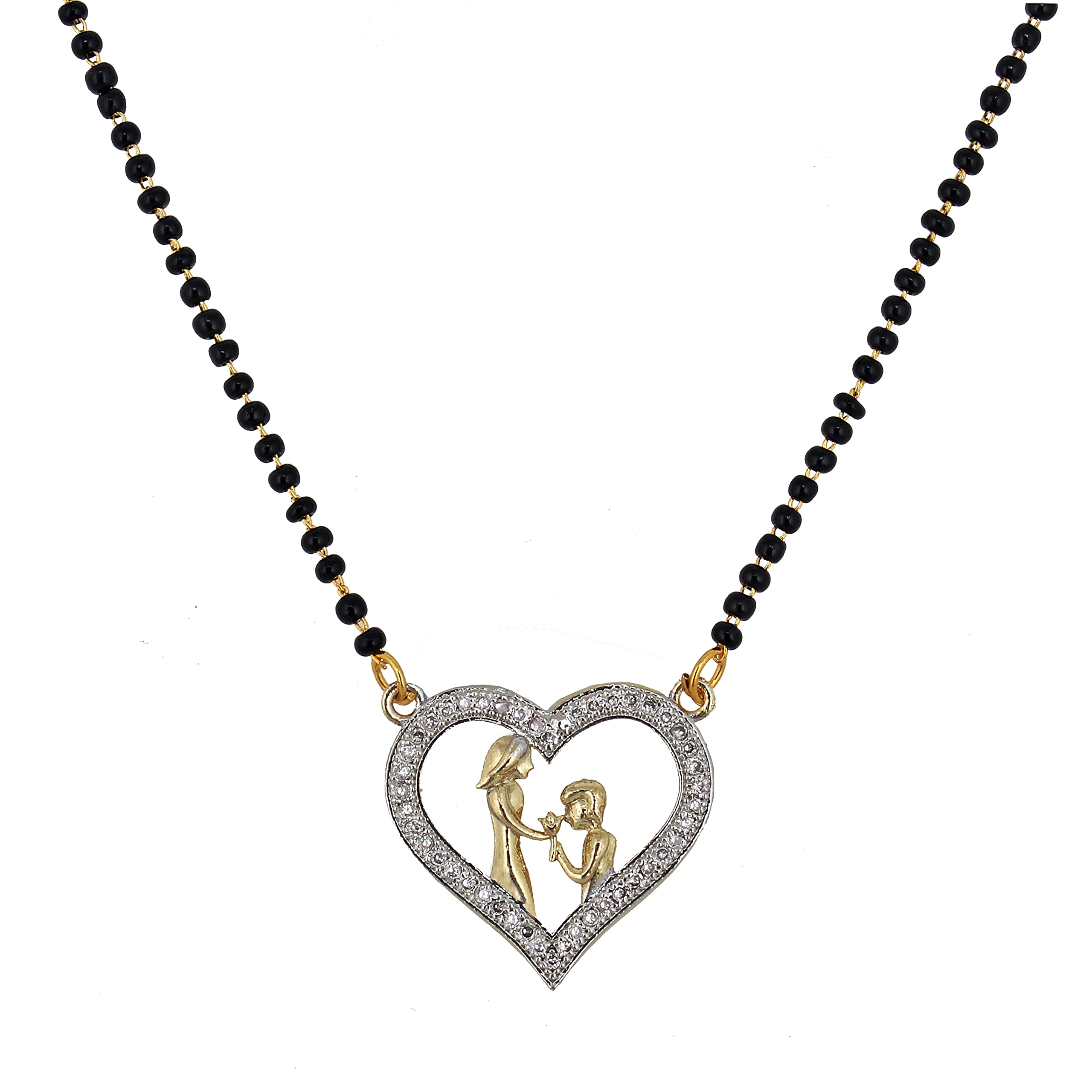 Lucky Jewellery 18K Gold Plated American Diamond (AD) Heart Shape Mangalsutra Black Chain for Newly Wedding Couple/Valentine/Love for Girls and Women (103-P4MA-1518) (B09FTH3ZW9) Amazon Price History, Amazon Price Tracker
