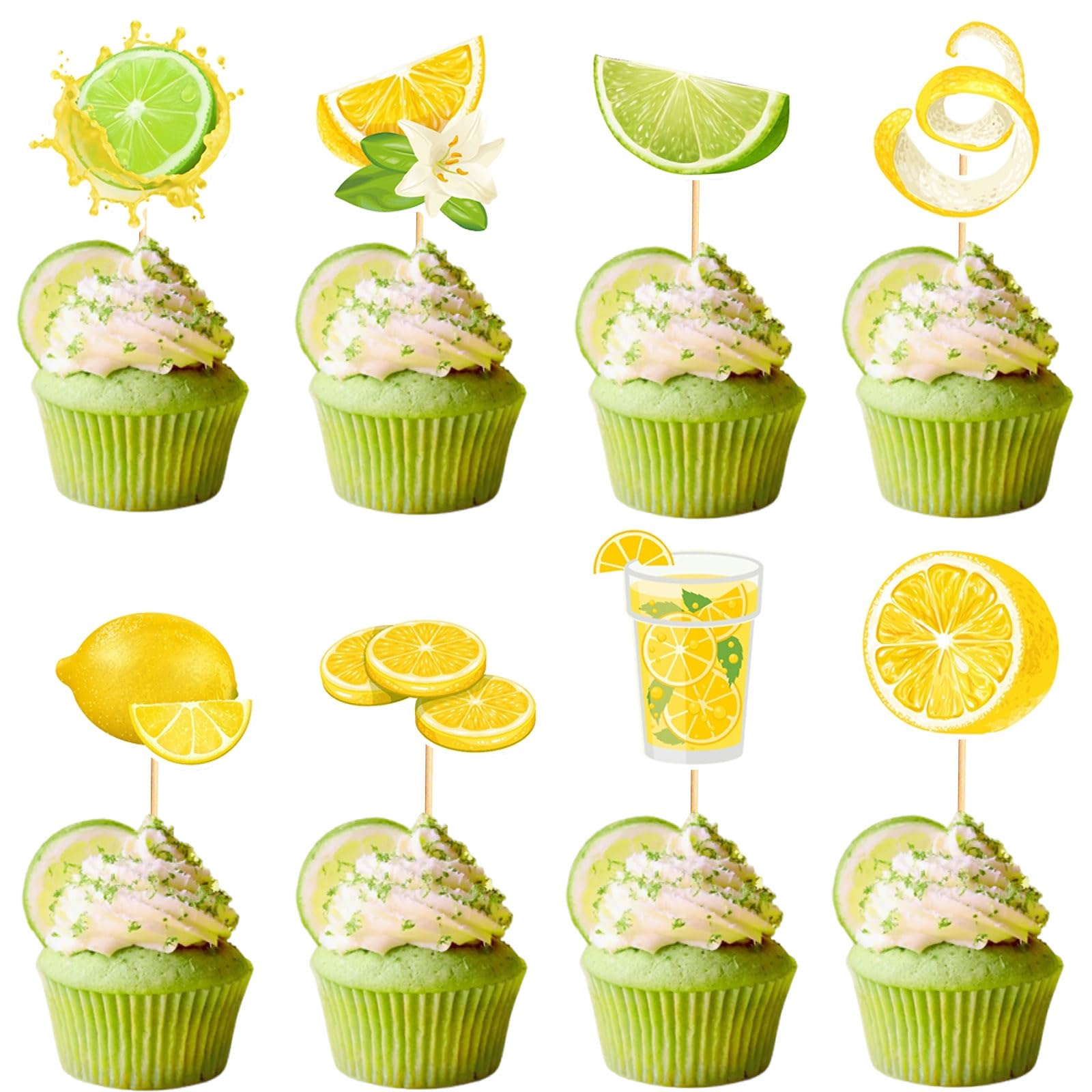 Silars 24 Stück Zitronen-Tortenaufsätze für Kindergeburtstag, Babyparty, Geburtstag