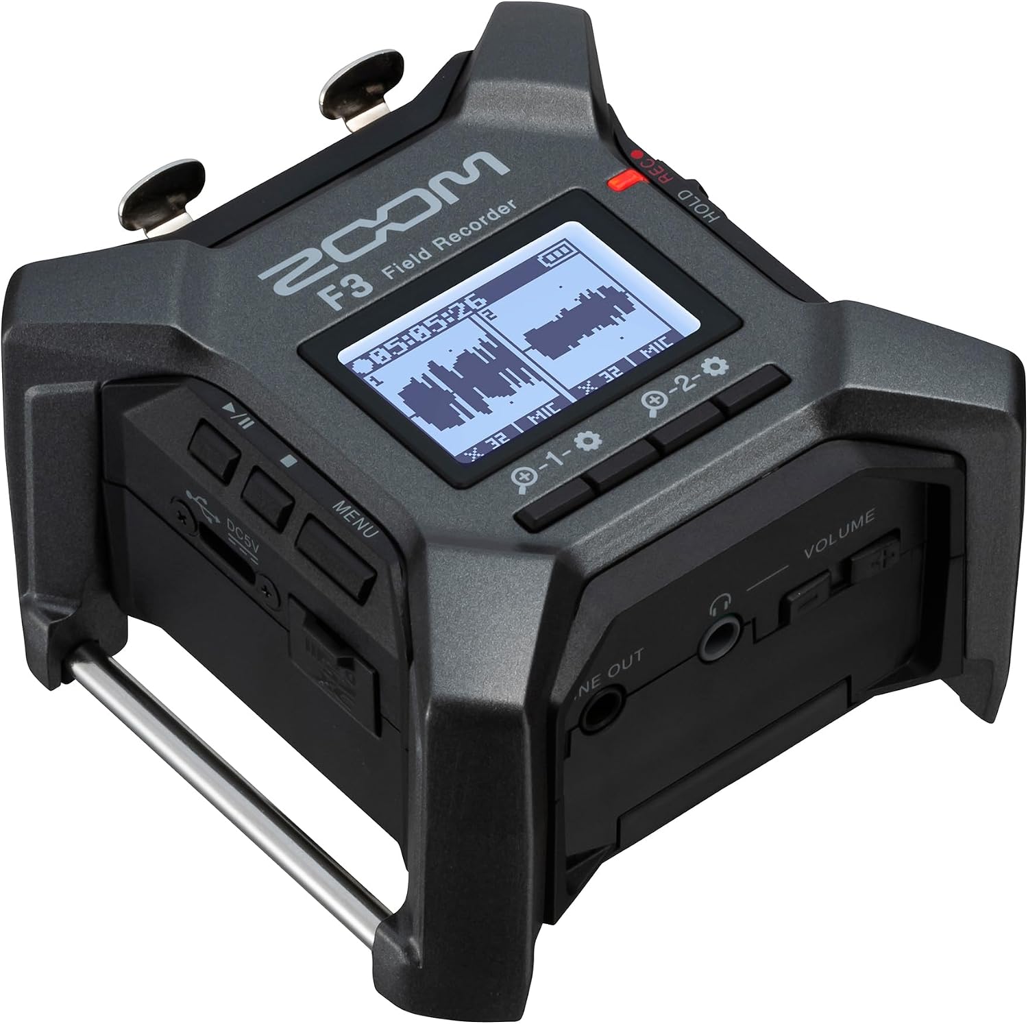 Zoom F3 2-Channel/2-Track Field Recorder, Bundle with 64GB Memory Card, TAPH100 Headphones, 4x AA NiMH Batteries, GX-CH-AA4 4-Bay Charger
