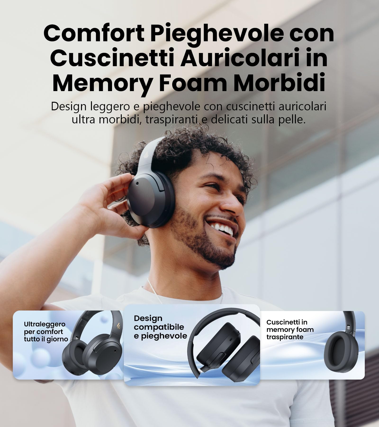 Edifier W820NB Plus Gen 2 Cuffie Wireless Over-Ear con Cancellazione del Rumore, -49 dB ANC, LDAC Hi-Res Audio, Playtime 88 Ore, Suono Spaziale, Chiamate Chiare con IA, Bluetooth 6.1 - Grigio Scuro