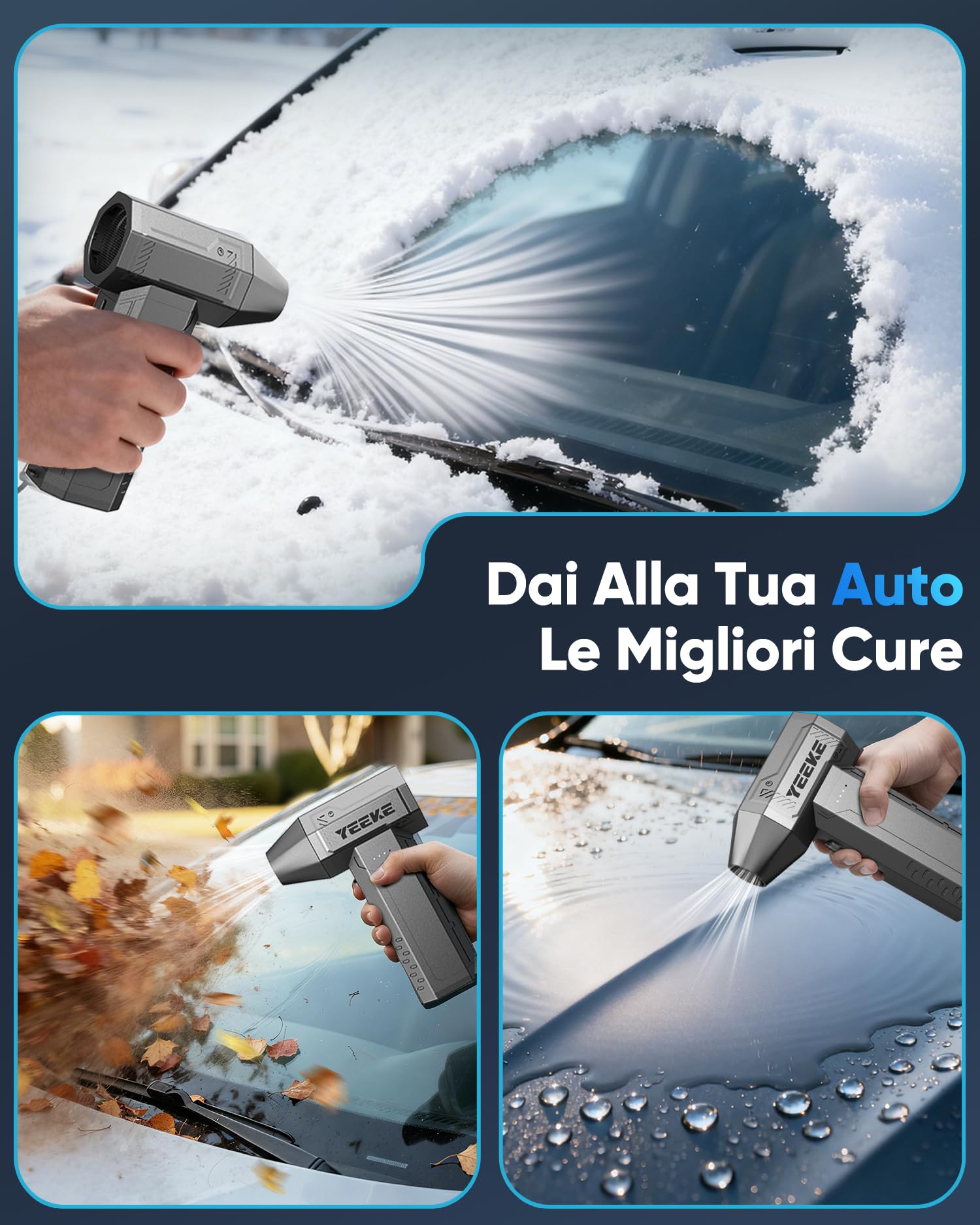 Aria Compressa Elettrico, 10000 mAh Soffiatore Aria Compressa Ricarica Rapida, 180000 giri/min & 400 G Vento con 40HP Motor,4 Velocità Soffiatore Portatile con luci a LED
