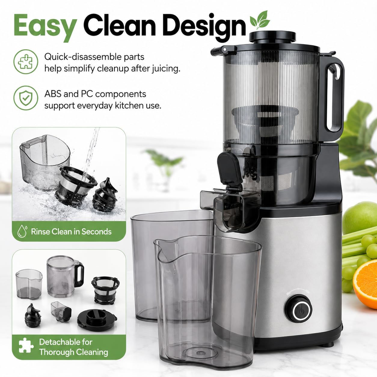 Presse-agrumes, port d'alimentation de 5,5 pouces, tasse de 1,7 L, 250 W