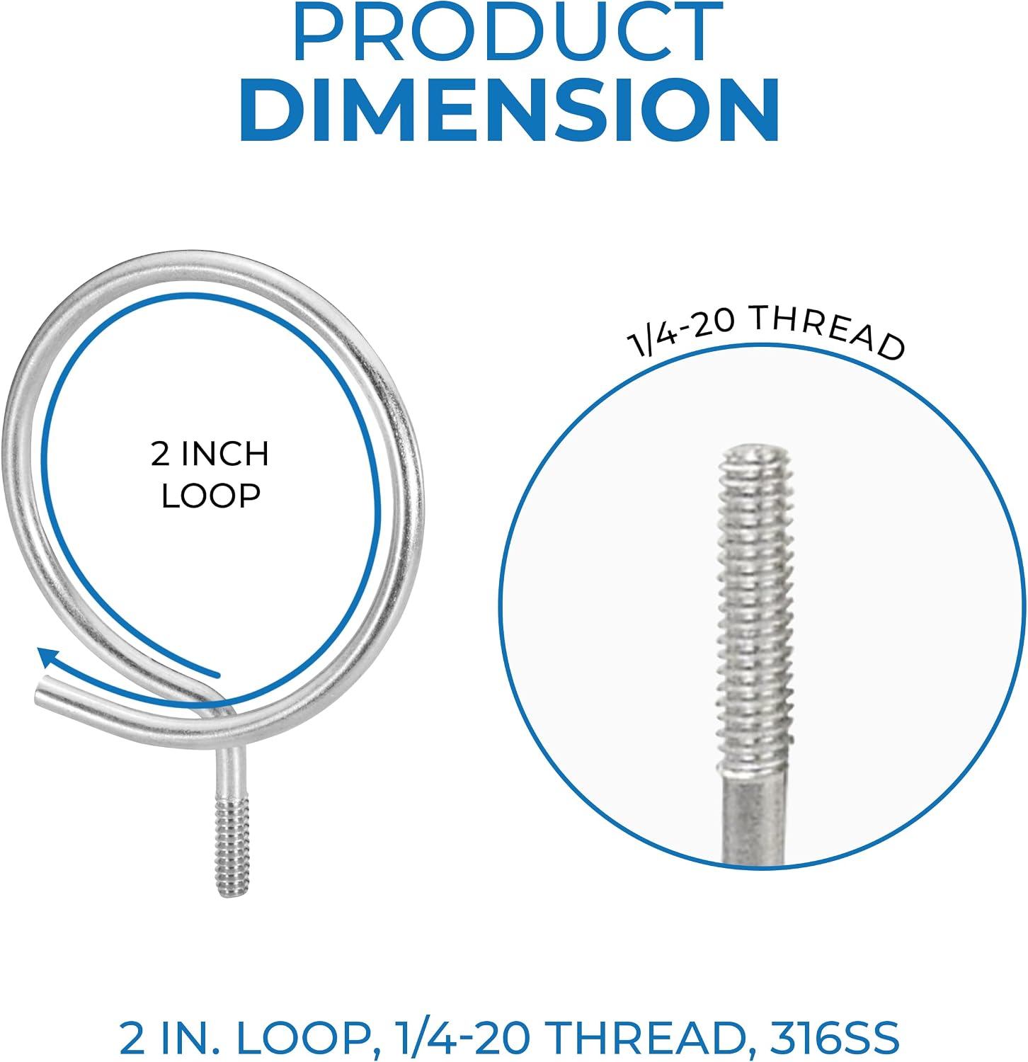 OHLECTRIC 2-inch Loop Bridle Ring with ¼-20” Machine Screw Threaded Leg - Zinc Plated Steel Cable Management Rings for Beam Clamps– (Pack of 100) - OL-77504-10