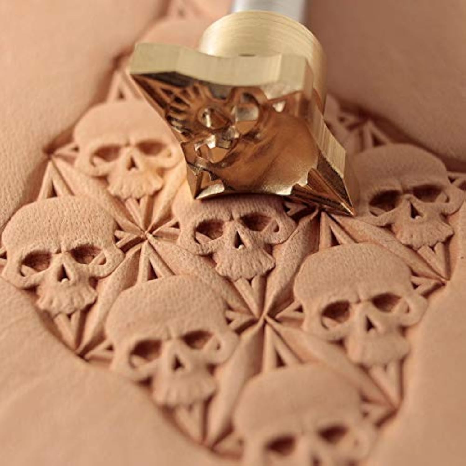 DandS ltd Totenkopf-Leder-Stempelwerkzeug, professionelles Stahlhandwerkswerkzeug für Lederarbeiten, Prägungen, Schnitzen und Stempeln von Lederprojekten, Gürteln, Geldbörsen und DIY-Projekten