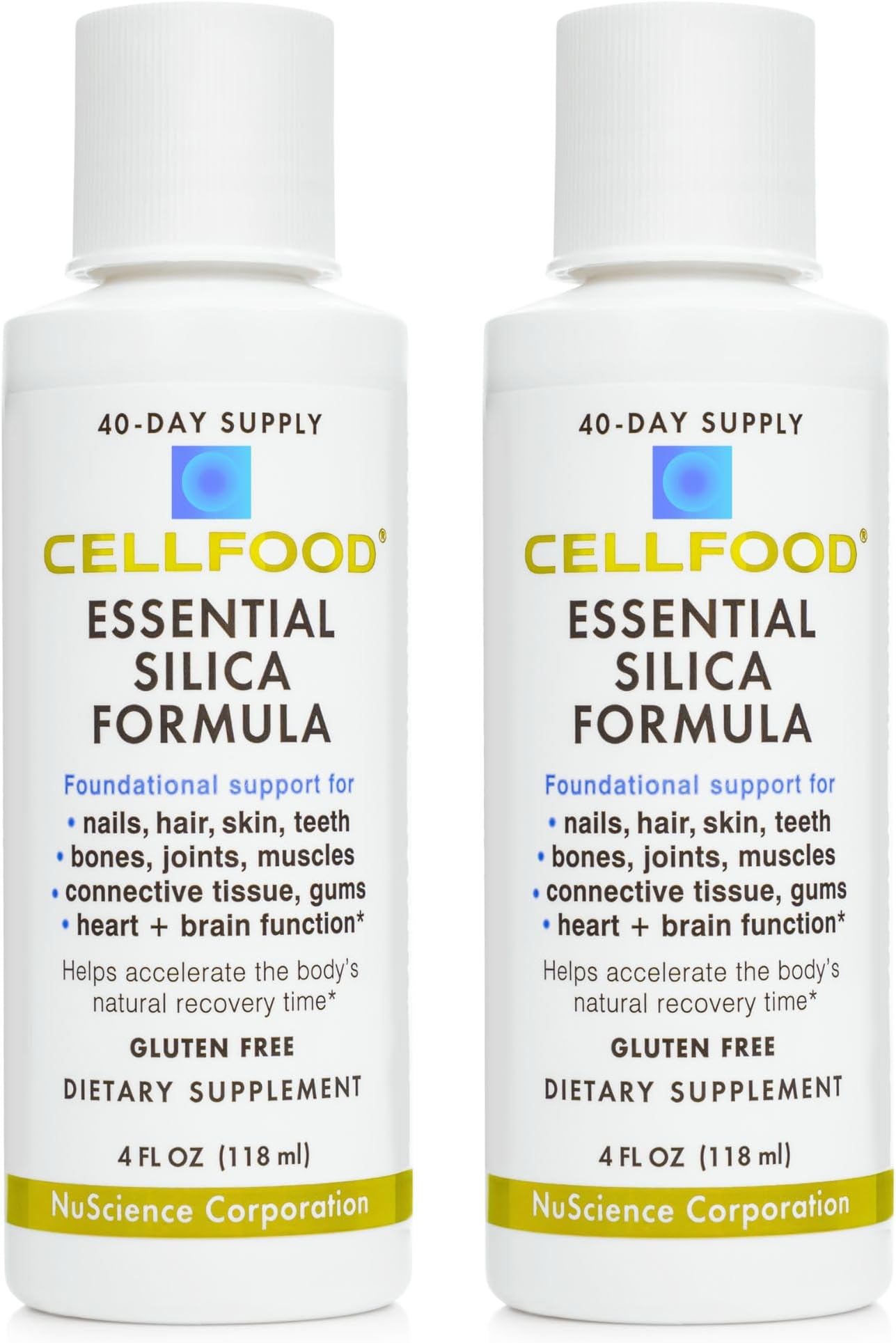 Essential Silica Anti-Aging Formula, 4 fl oz, 2 Pack - Supports Healthy Bones, Joints, Hair, Skin, Nails, Teeth & Gums - Easy to Absorb - Gluten Free, Thiaminase Free, Non-GMO - 80-Day Supply