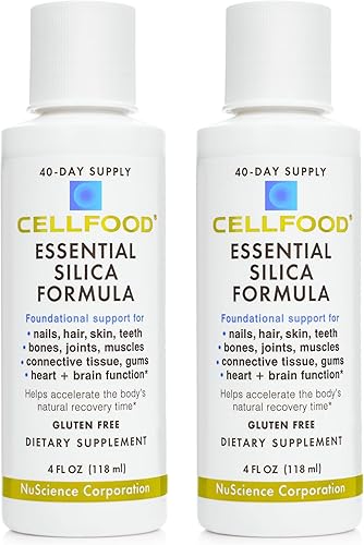 Cellfood Fórmula antienvejecimiento de sílice esencial, 4 onzas líquidas, paquete de 2, soporta huesos, articulaciones, cabello, piel, uñas, dientes