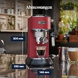 De'Longhi Dedica Style EC685.R, Machine à Café à Pompe en Acier Inoxydable Pour Café Moulu ou Dosettes, Machine à Espresso et Cappuccino, Réservoir de 1,3L, Système Anti-goutte, Rouge - 9
