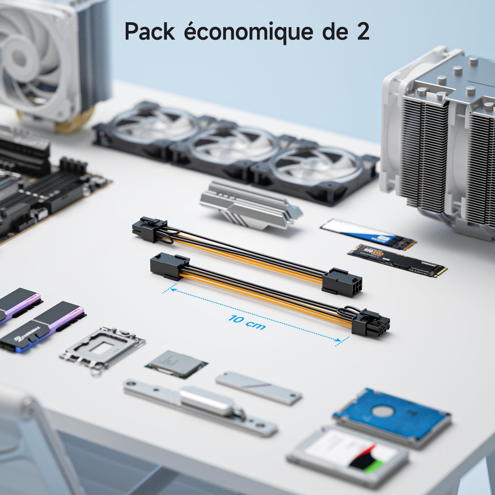 Cable Matters Câble Adaptateur d'alimentation PCIe 6 Broches à 8 Broches de Ensemble 2 Pièces - 10cm