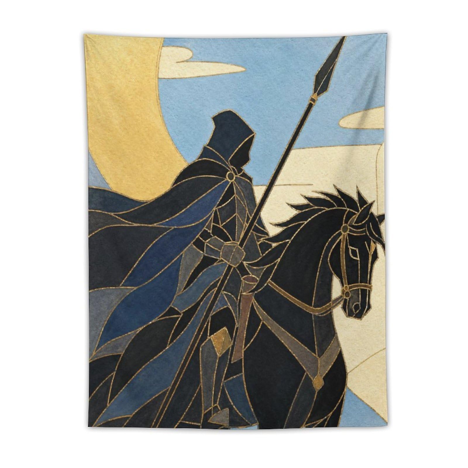 H3B8U2Y5 Moon Horseman Wall Tapestry, Geometric Art, Reading Corner