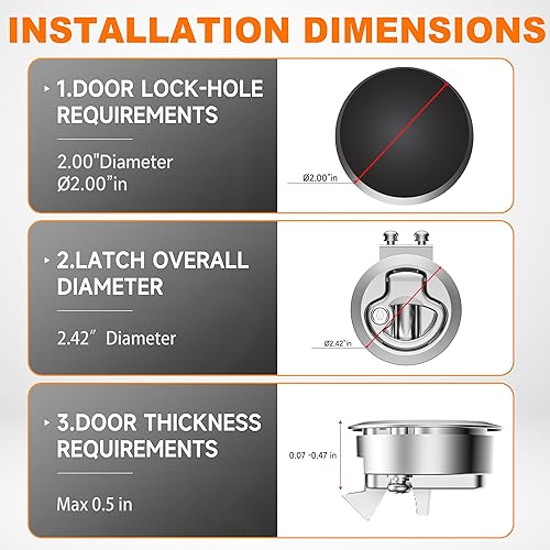 Miniatura 3 de Paquete de 2 pestillos de barco de metal para barcos, cerraduras de cierre de metal duradero, cierre de escotilla empotrado, pestillo de montaje