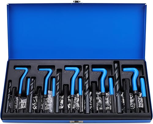 Miniatura 8 de Juego de herramientas de reparación de roscas - 49 piezas limpiador de roscas Kit maestro de reenhebrado métrico SAE Bolt Restorer Archivo Tuerca