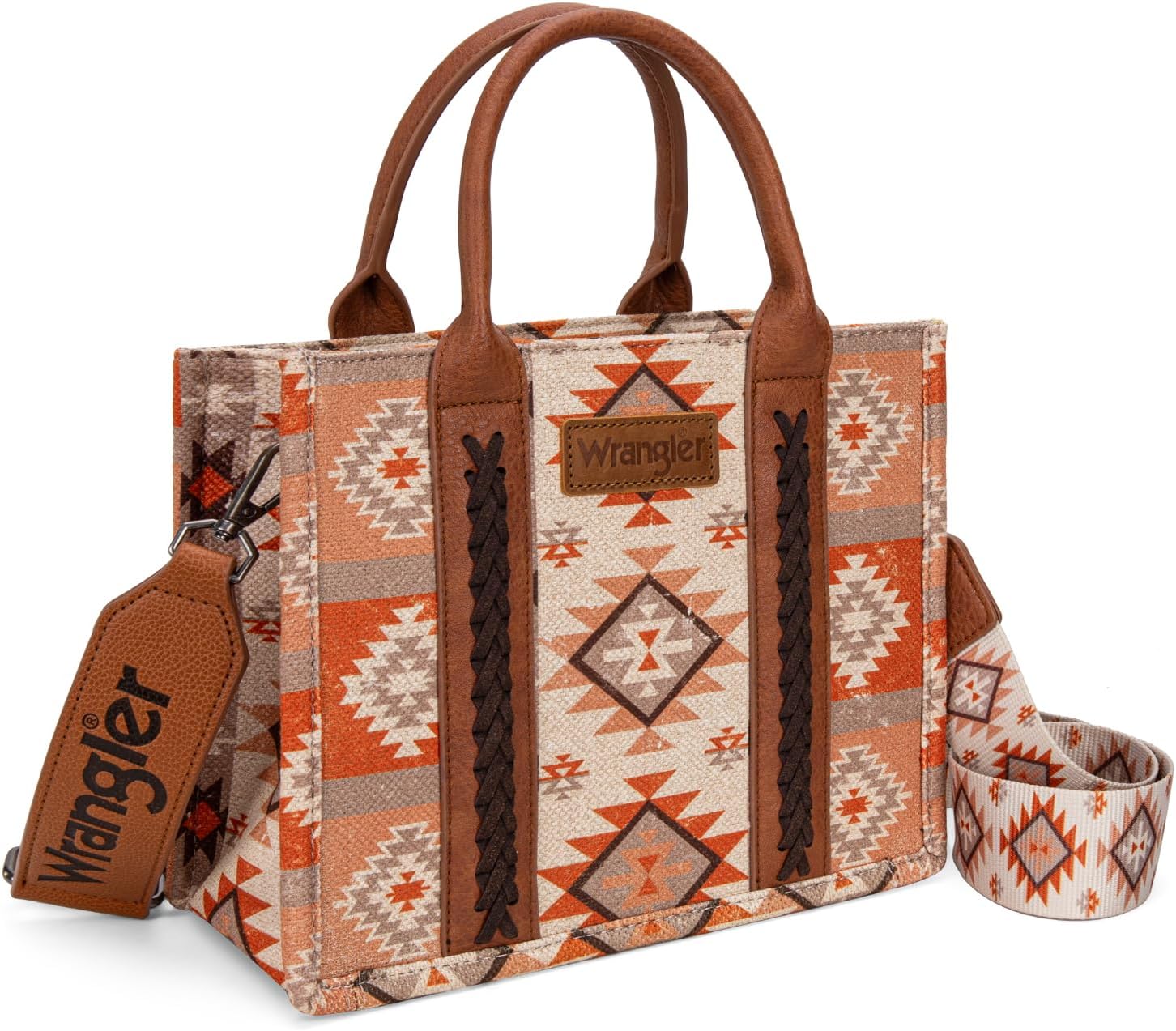 Wrangler Tote Bag for Women Western Camo Pattern Canvas Crossbody bag Handbag Vintage Design