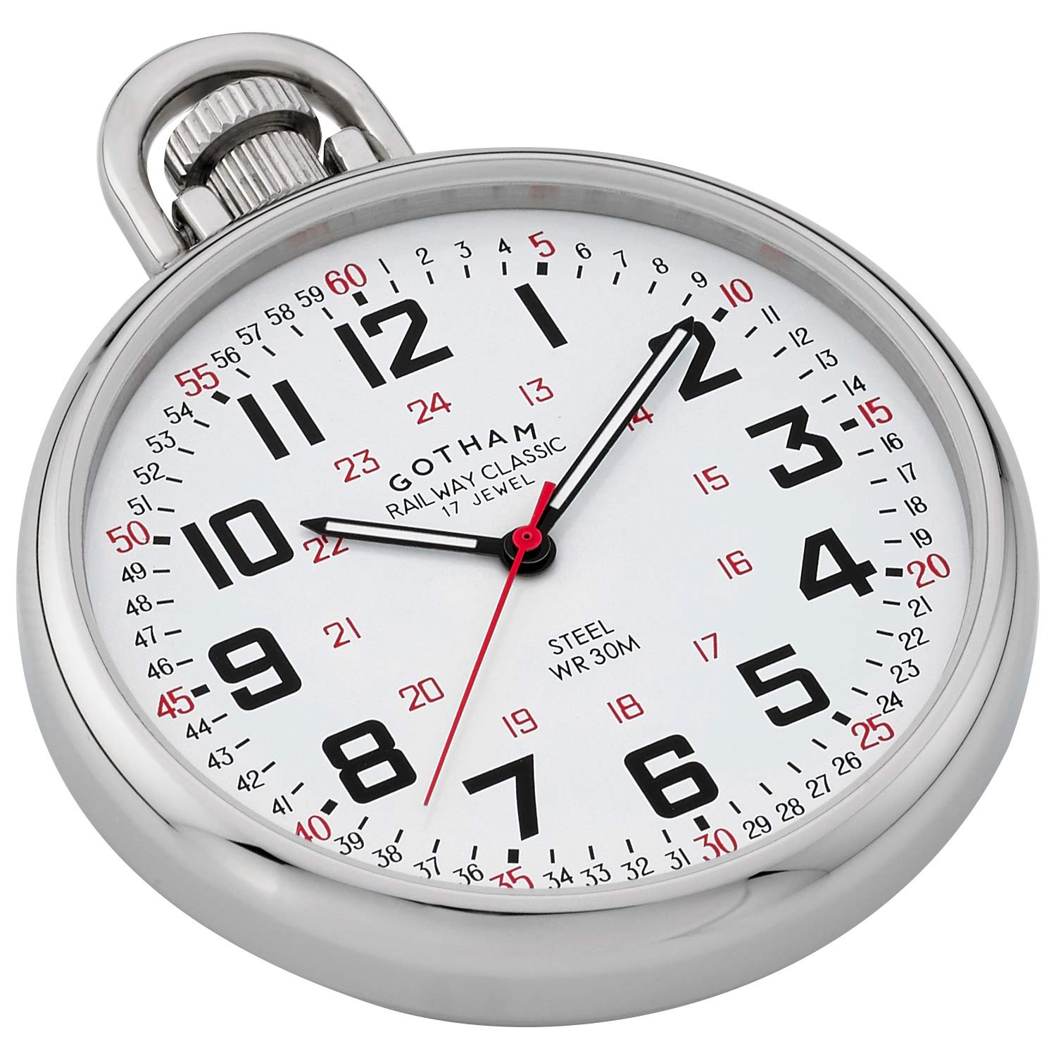 Gotham GWC14106SX Herren-Taschenuhr aus Edelstahl, mechanisch, mit Handaufzug, Mechanisch