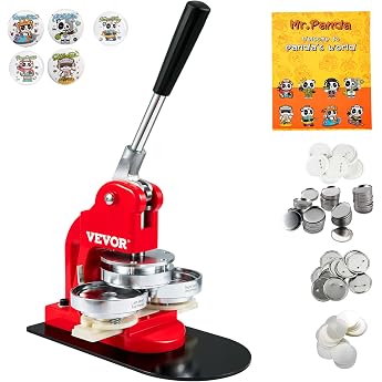 Mophorn Badge Press Machine 75 mm Button Maker 500 Pieces Badge Maker with Basic Size of 16 x 29 cm Punch Press Machine with User-friendly Handle for Making Badges Buttons
