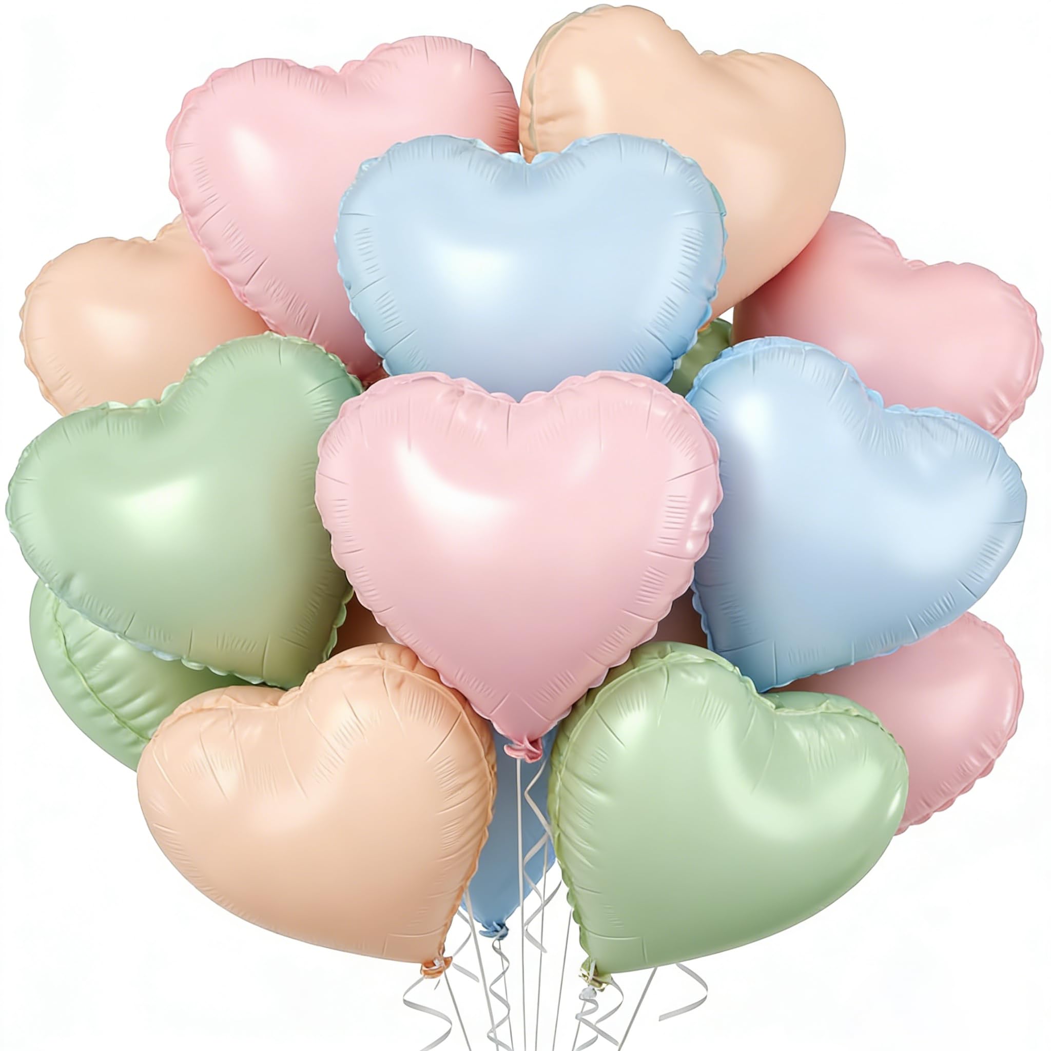 Green Light Blue Pink Heart Balloons,18 Inch Green Pink Heart Shape Balloons,12PCS Foil Heart Balloon Helium for Birthday Party Bridal Engagement Wedding Anniversary Baby Shower Valentines Decor