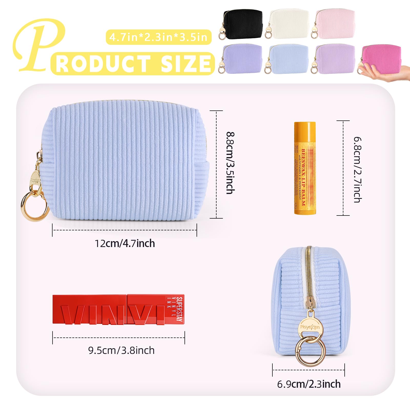 Mini Pochette Donna Trucchi Piccola Trousse da Borsetta Ragazza Beauty Case da Viaggio per Rossetti Organizer Borse da Cosmetic Portatile Portamonete in Velluto a Coste per Amica Compleanno(Viola-A)