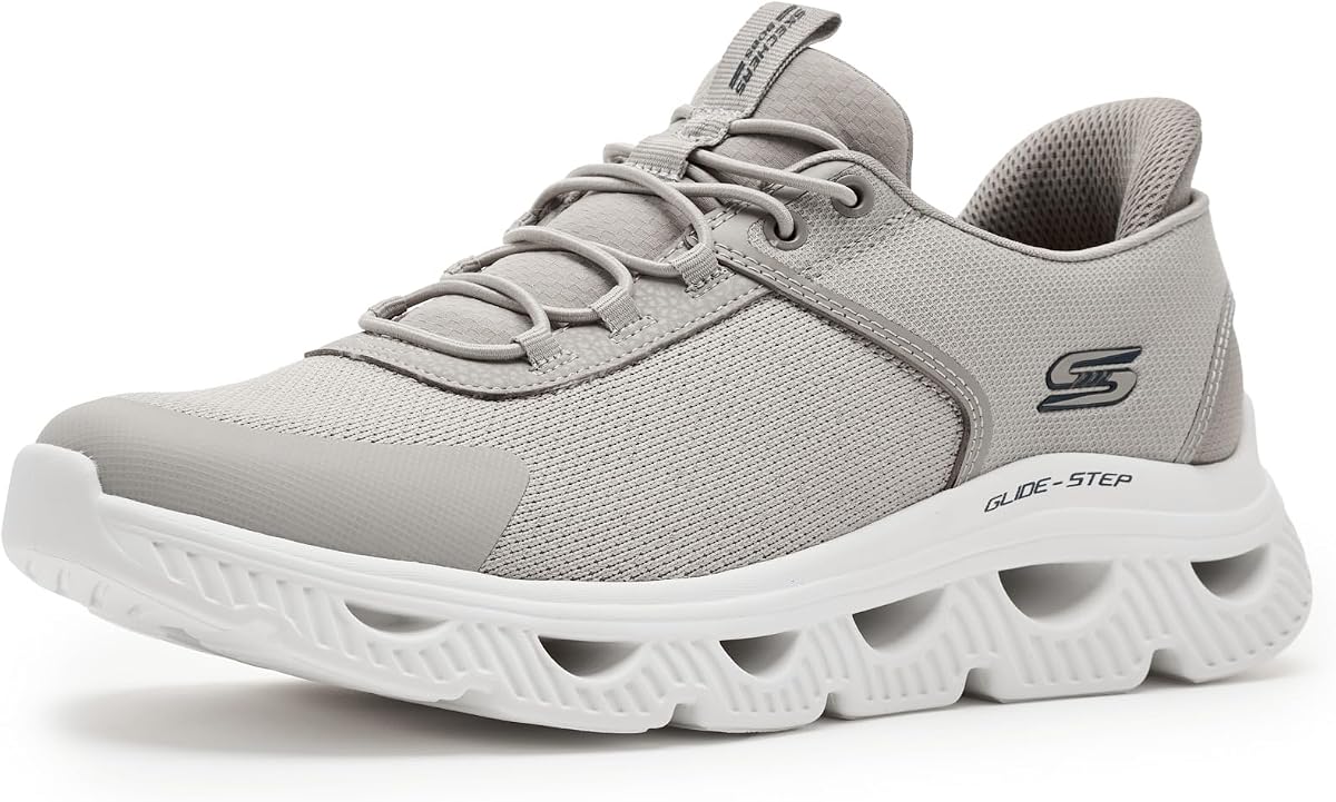 Skechers Bobs Arc Waves - Zapatillas sin cordones Slick Turn para hombre | Zapato casual, lavable a máquina, almohadilla para el talón, espuma viscoelástica, vegano, deslizable, sin cordones, sin cordones, manos libres