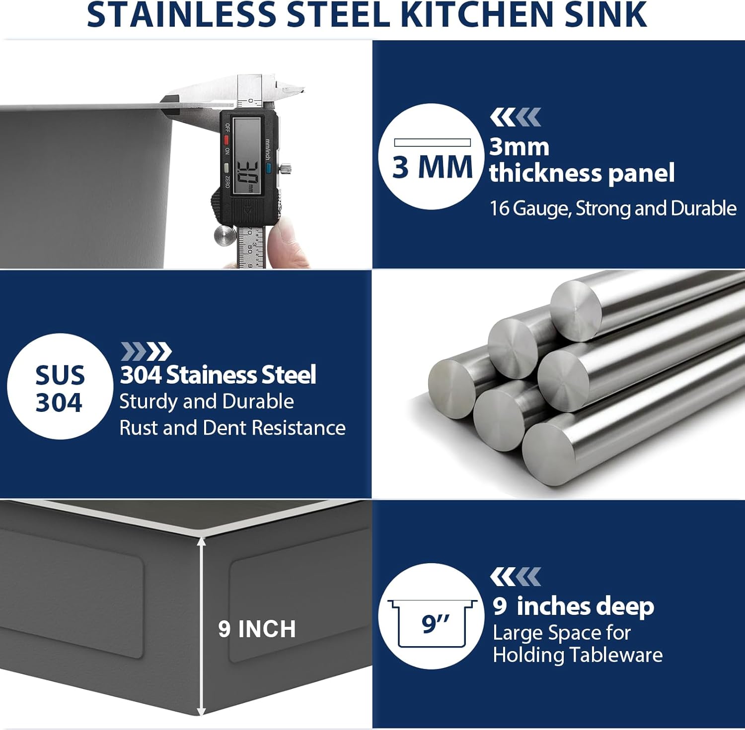 Lordear 33x19 Inch Drop In Kitchen Sink Stainless Steel Topmount Sinks T304 16 Gauge Single Bowl Above Counter 10 Inch Basin