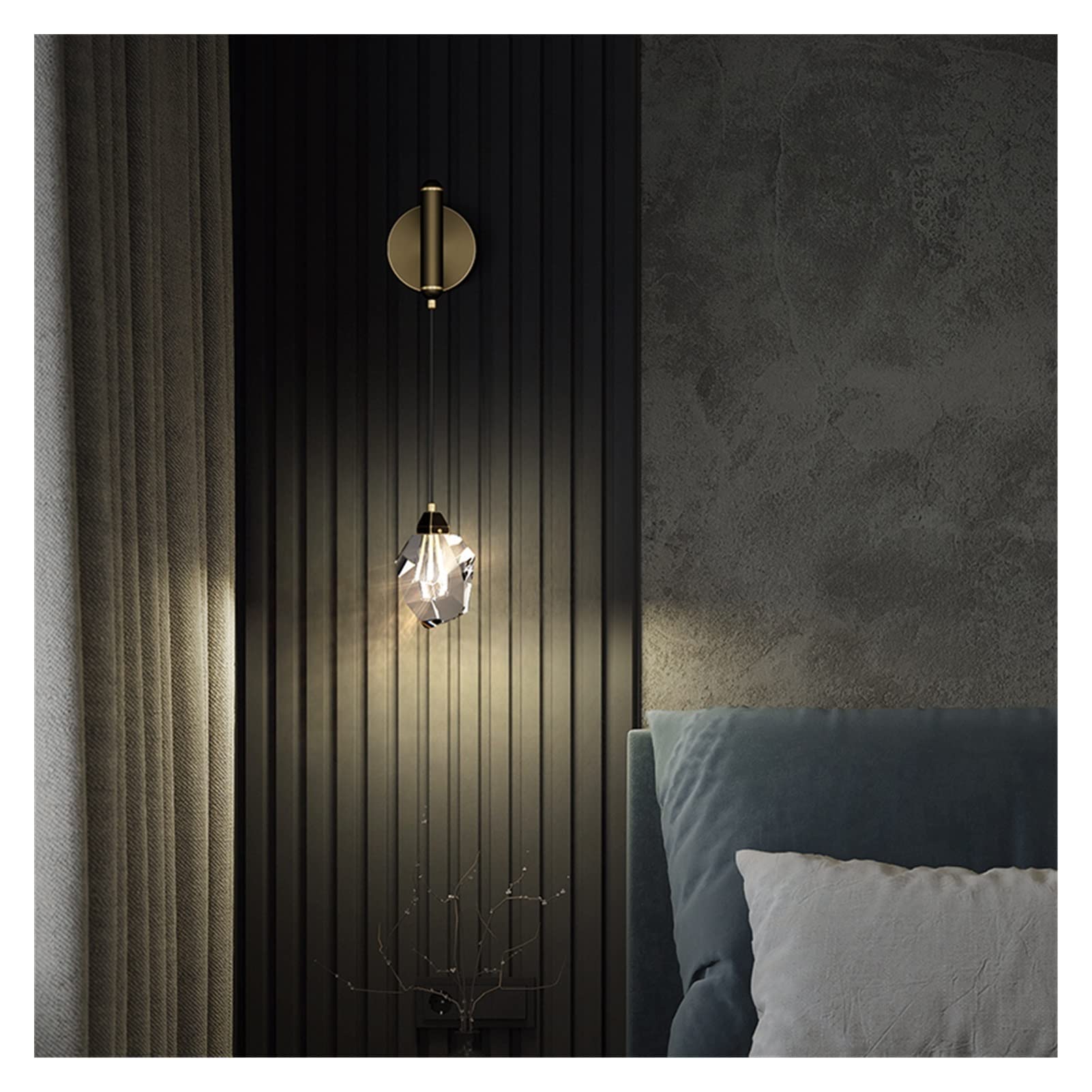 ZTCHSENZT Wall Sconces, Crystal Wall Lamp Small Chandelier Decoration Sconce Light Bedroom Bedside Living Room Luxury Copper Wall Lamp,Black