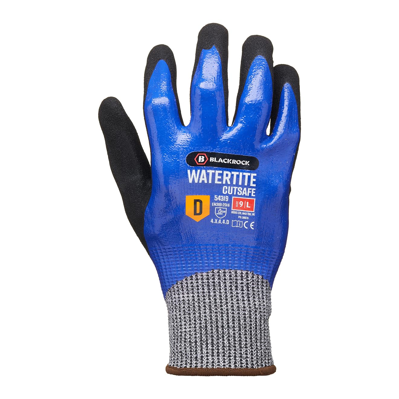 Blackrock Blue/Black Watertite Cutsafe Nitrile Waterproof & Cut Resistant Level D Gloves - Large