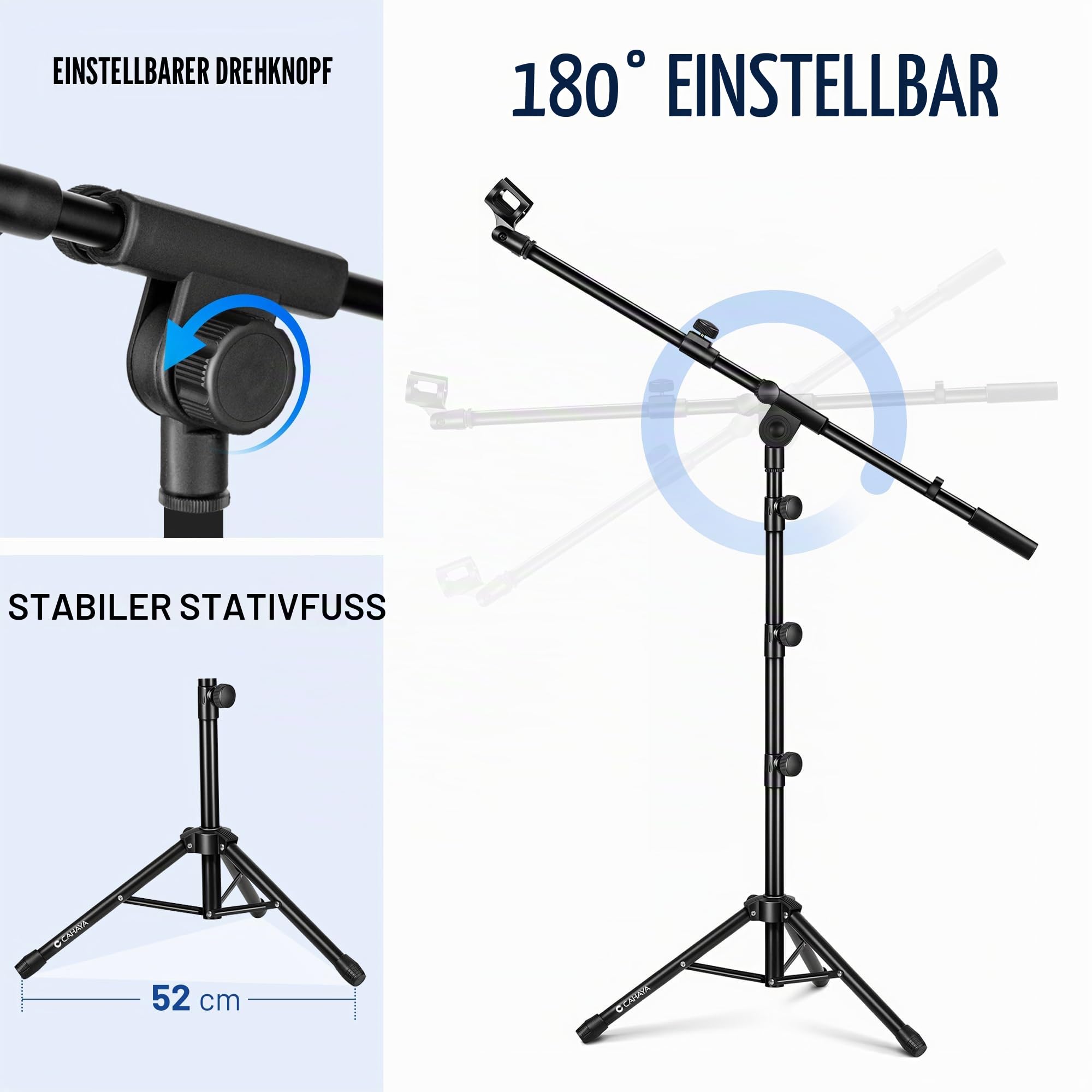 CAHAYA Stativ Galgen Blatt Mikrofon Ständer Metall Tragbar mit Tragetasche für Performance Gesang Rede Hochzeit Bühne und Outdoor CY0239
