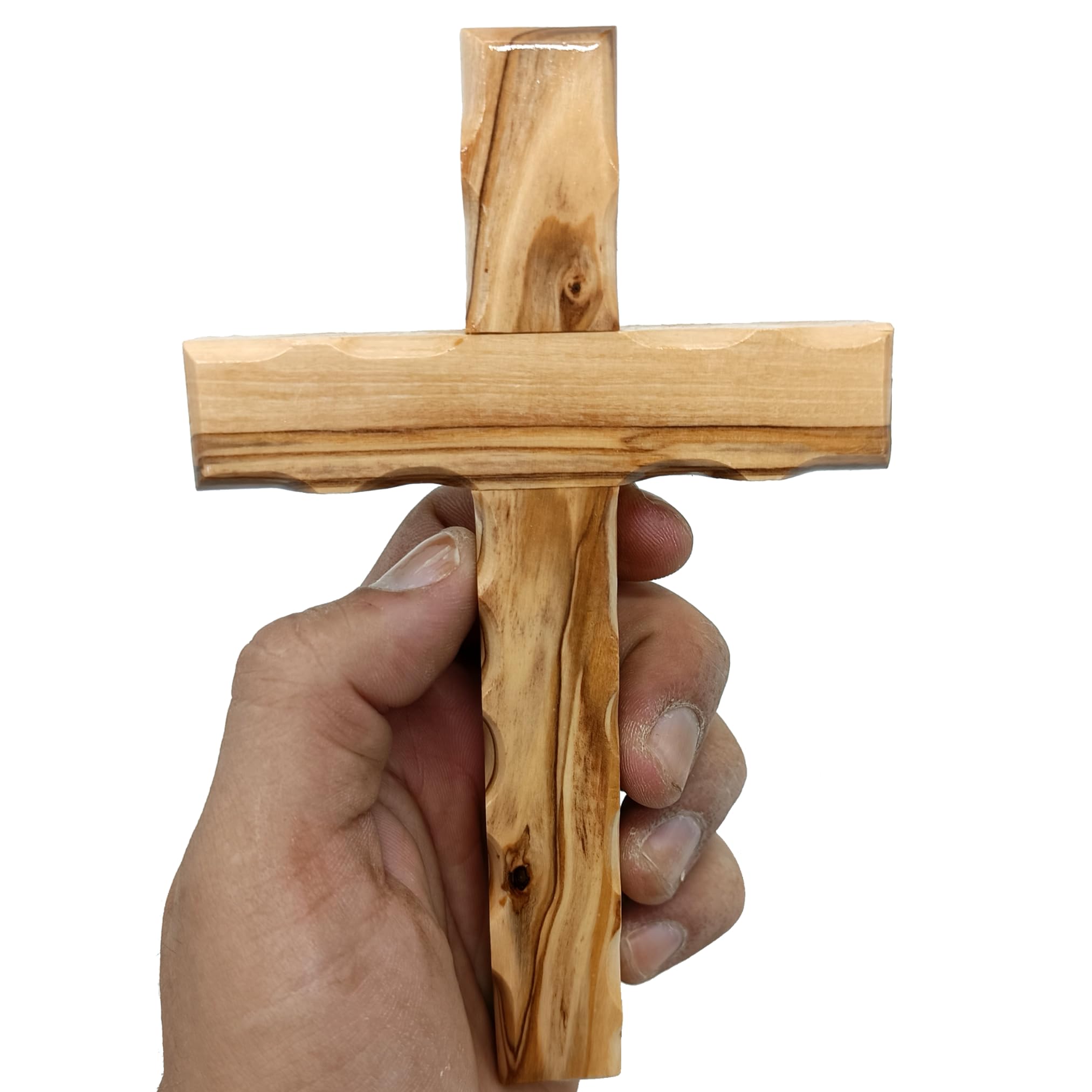 Zuluf 6.2" Olive Wood Plain Wall Cross | Christian Handmade Wooden Cross for Wall from Jerusalem Holy Land | Wall Cross for Home Decor | Catholic Wall Art | Religious Christian Decor Gift