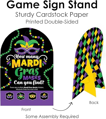 Miniatura 5 de Big Dot of Happiness Máscara colorida de Mardi Gras  Caza del tesoro de fiesta de máscaras 1 soporte y 48 piezas de juego  Juego de ocultar y