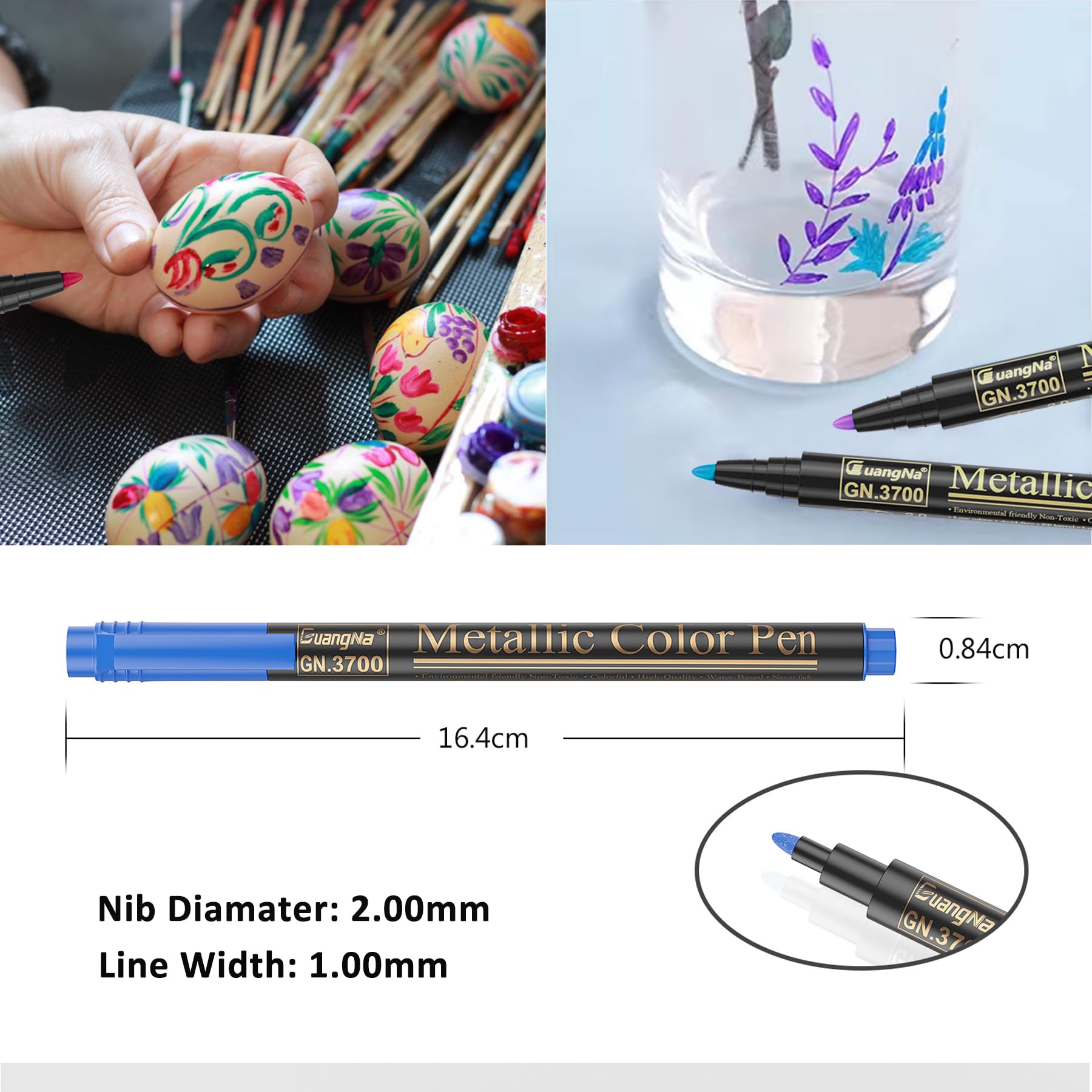 Lypumso Pennarelli Metallici 10 Colori, Punta Brush 1-2 Mm Per Carta Nera, Scrapbooking E Fai Da Te - 2
