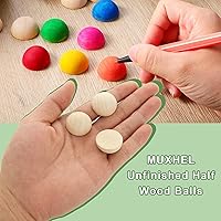 Vista 5 de 300 bolas de madera sin terminar, bolas de madera divididas naturales de 1 pulgada, cuentas redondas de madera para manualidades, arte infantil